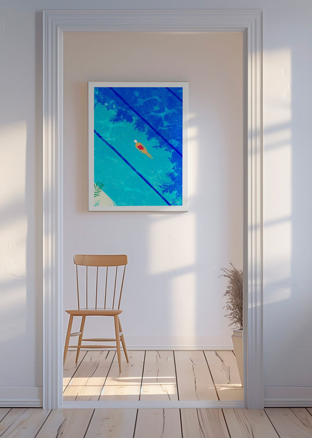 Illustration Schwimmerin im Pool – Canvas