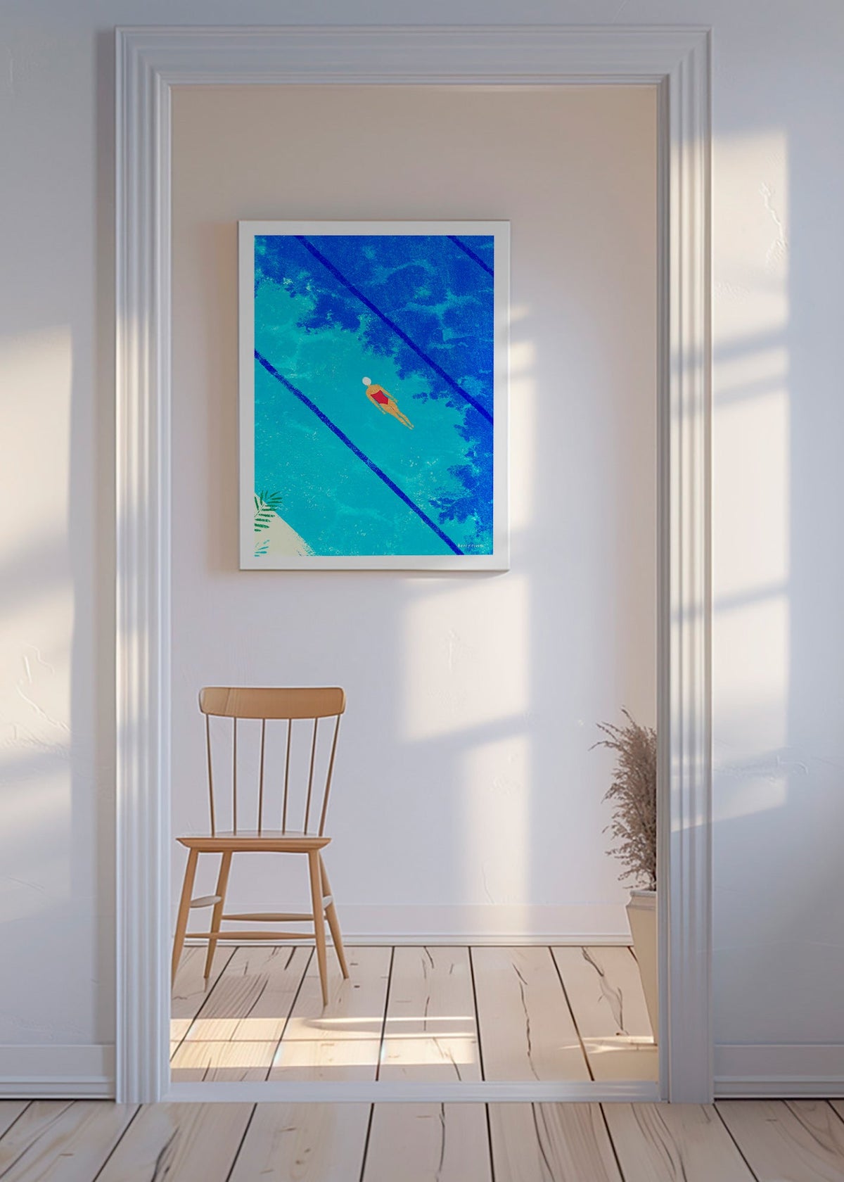 Illustration Schwimmerin im Pool – Canvas