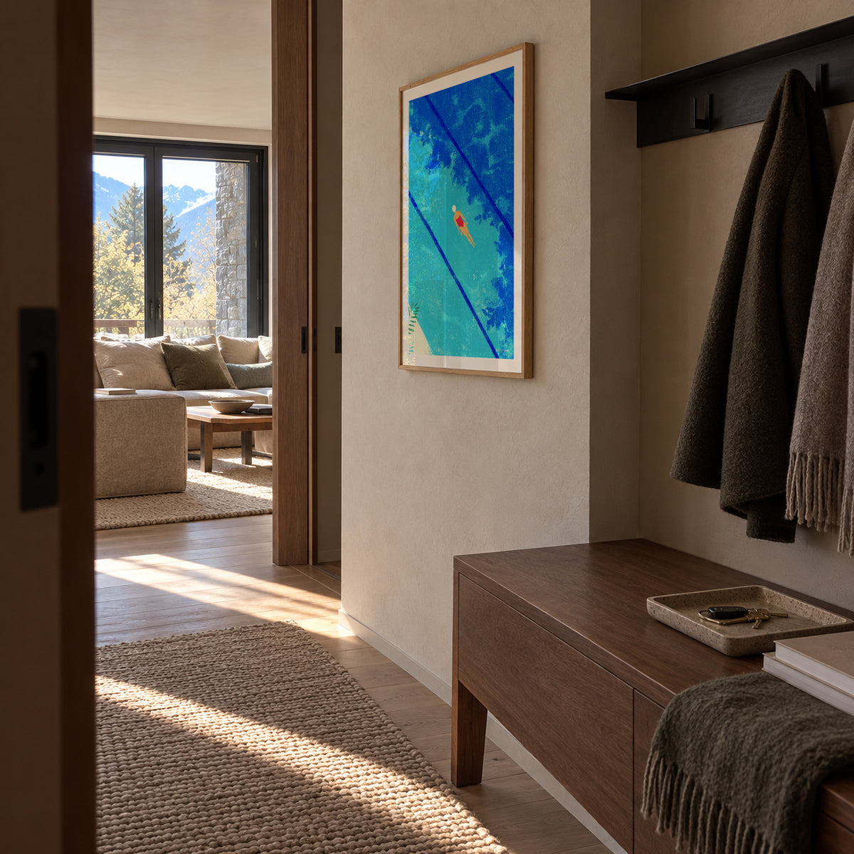 Calm under the surface - Framed poster in an interior