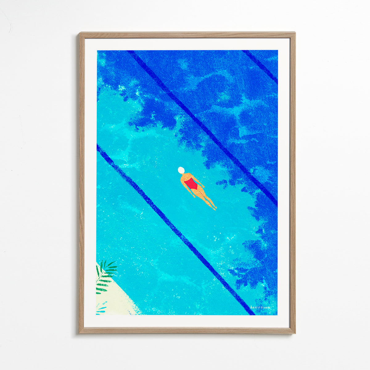 Illustration Schwimmerin im Pool – Oak Frame