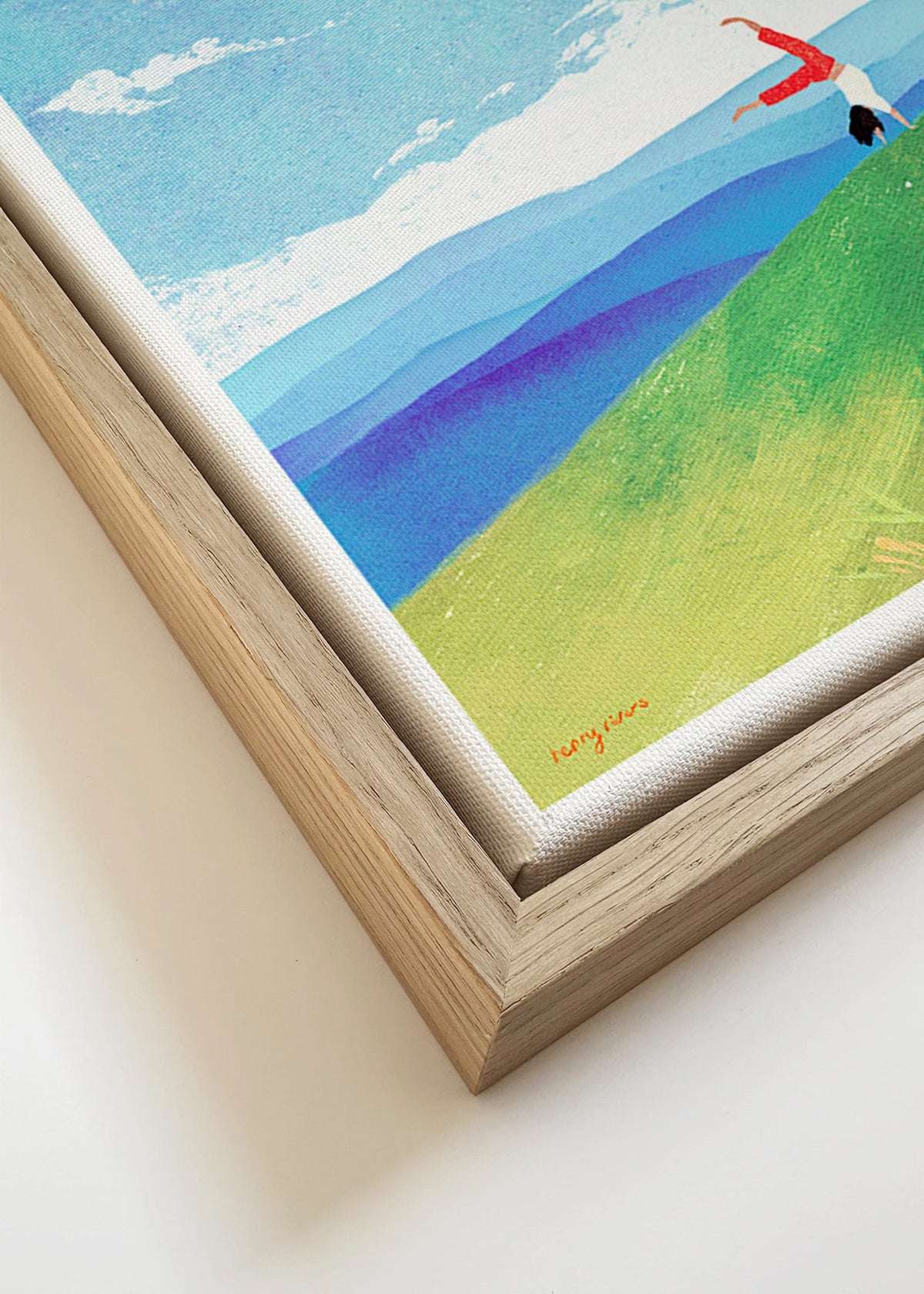 Landschaftskunst mit Handstand auf dem Hügel – Canvas detail