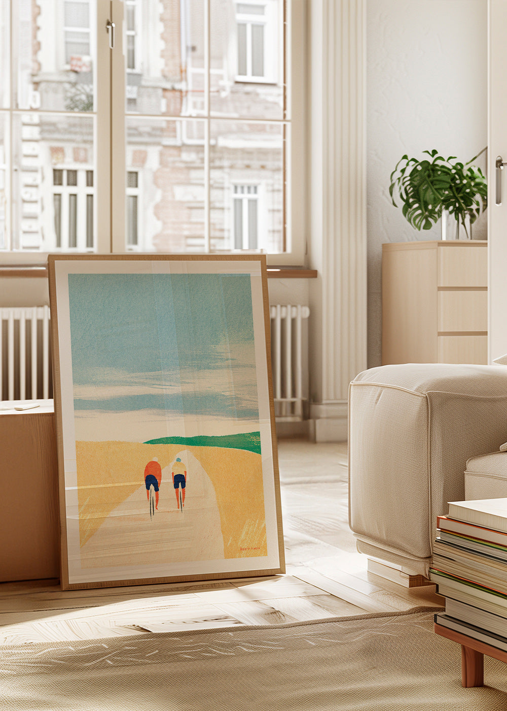 Sportkunst mit zwei Radfahrern auf Landstraße – Product1