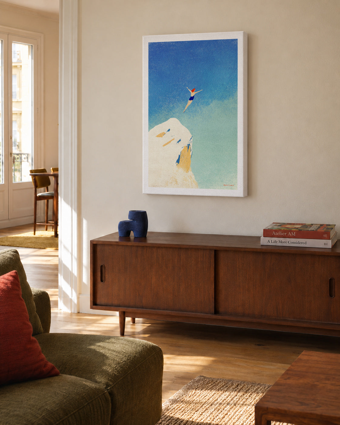 Flying - Unframed canvas in an interior