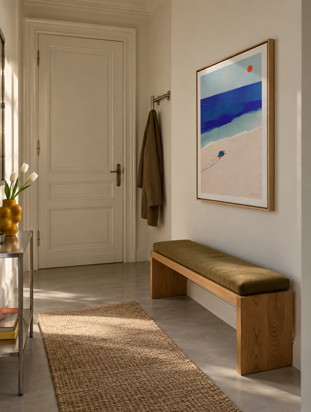 Following the sun - Framed canvas in an interior