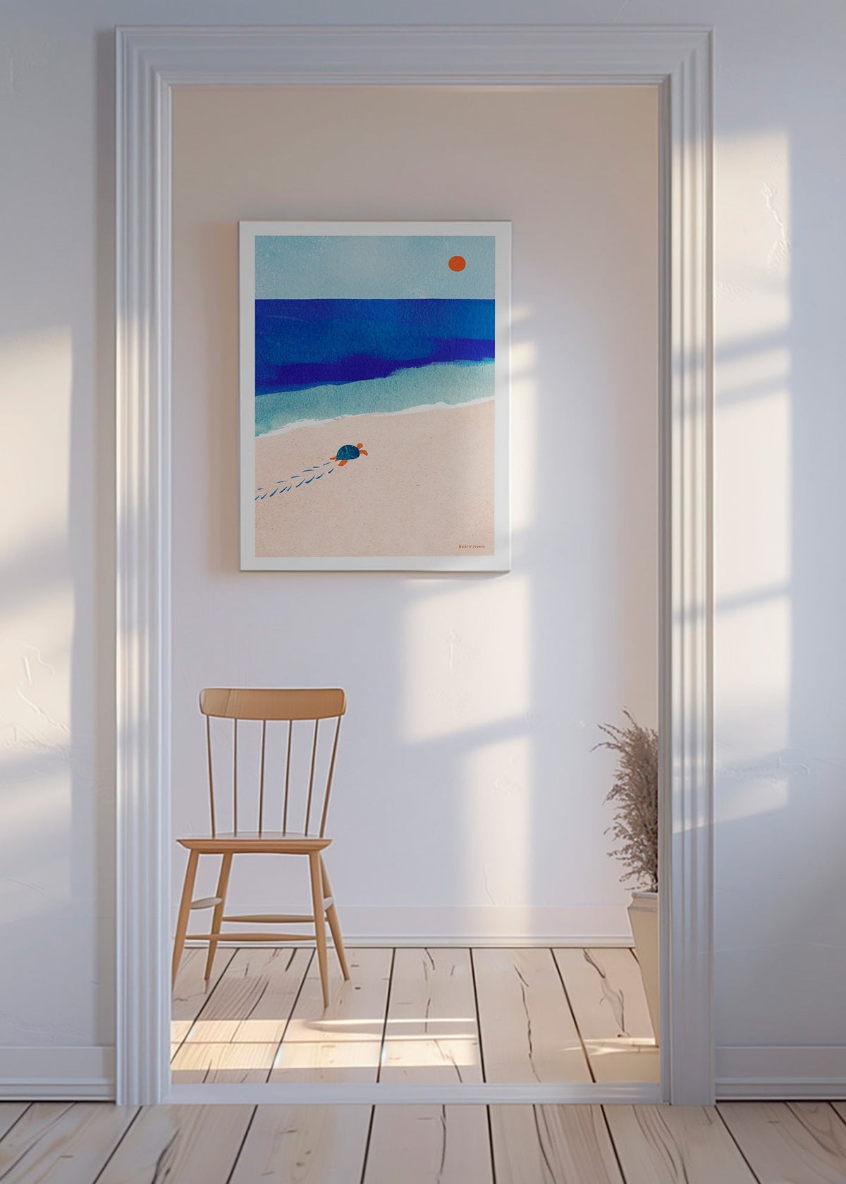 Schildkröten-Illustration am Meer – Canvas