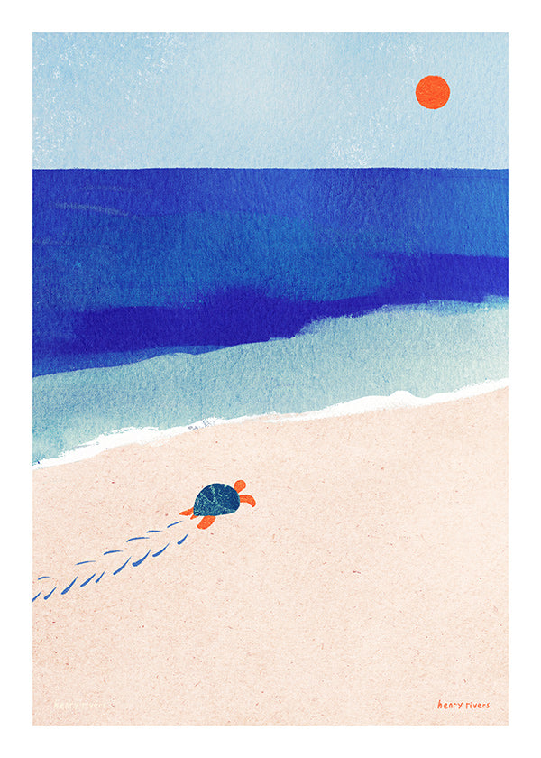 Schildkröten-Illustration am Meer