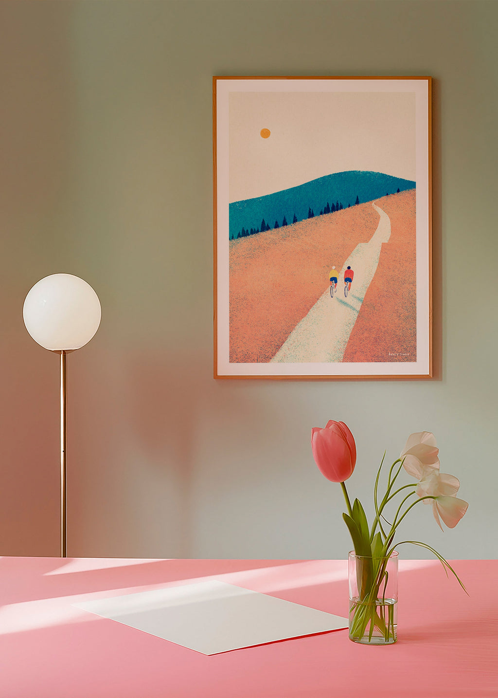 Küchenkunst mit zwei Radfahrern auf sonnigem Weg – Product2
