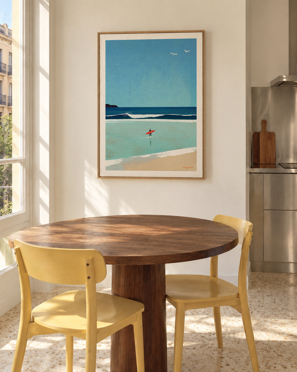 Morning surf - Framed canvas in an interior