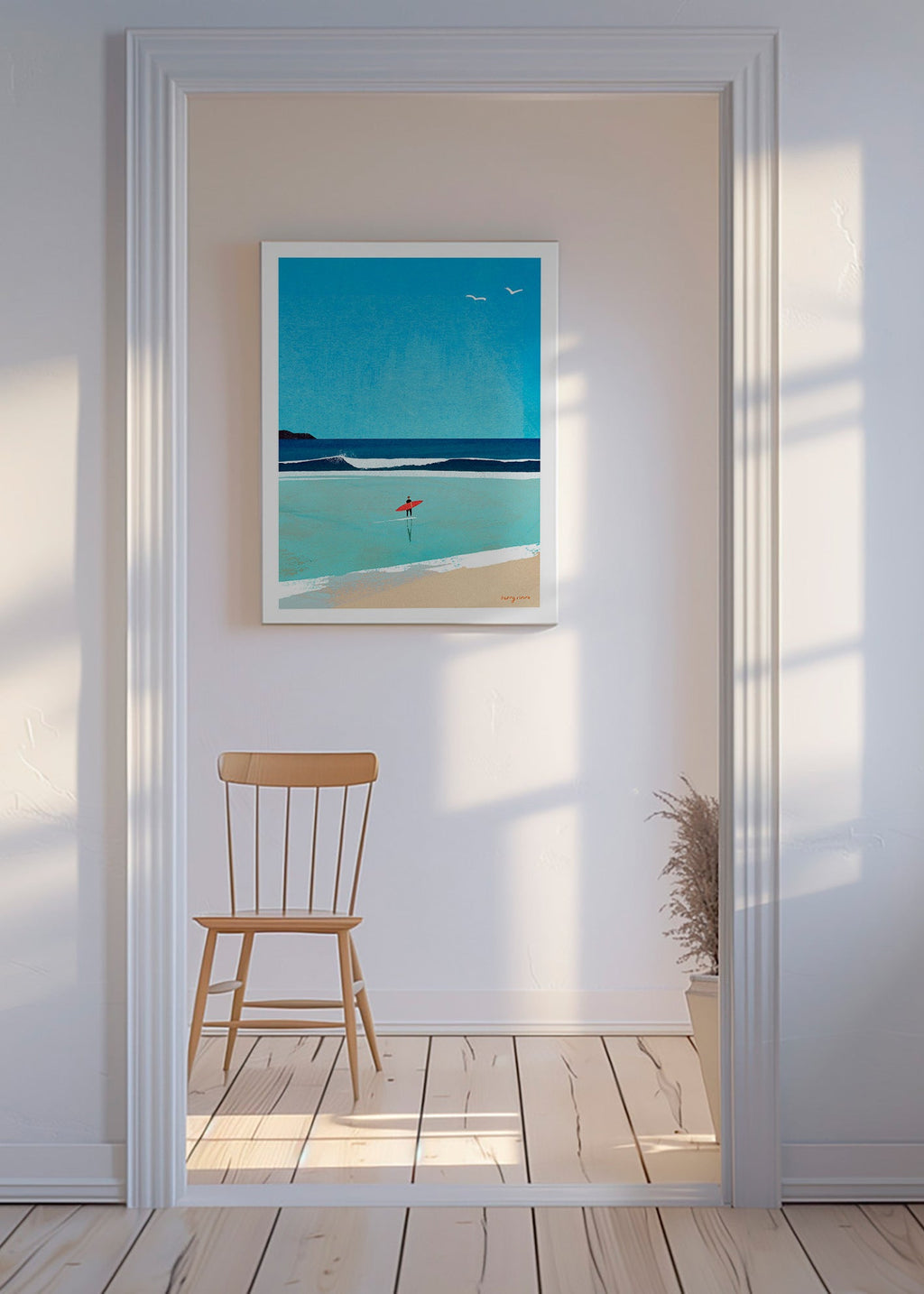 Sportkunst: Surfer am Ufer – Canvas