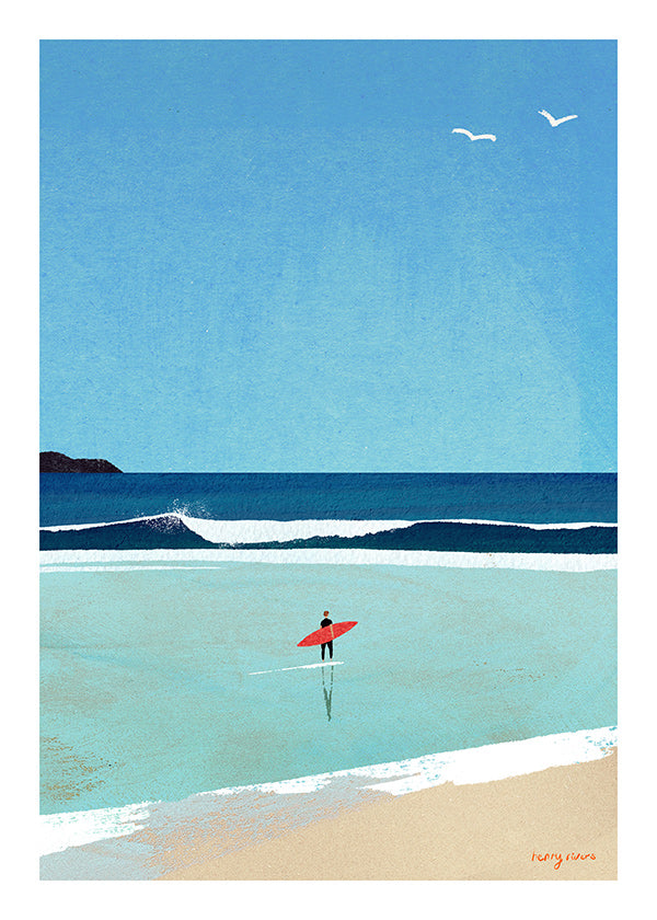 Sportkunst: Surfer am Ufer