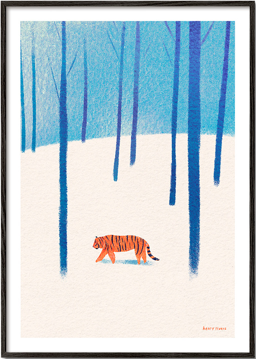 Kunstwerk Tiger im Schnee – Black Frame