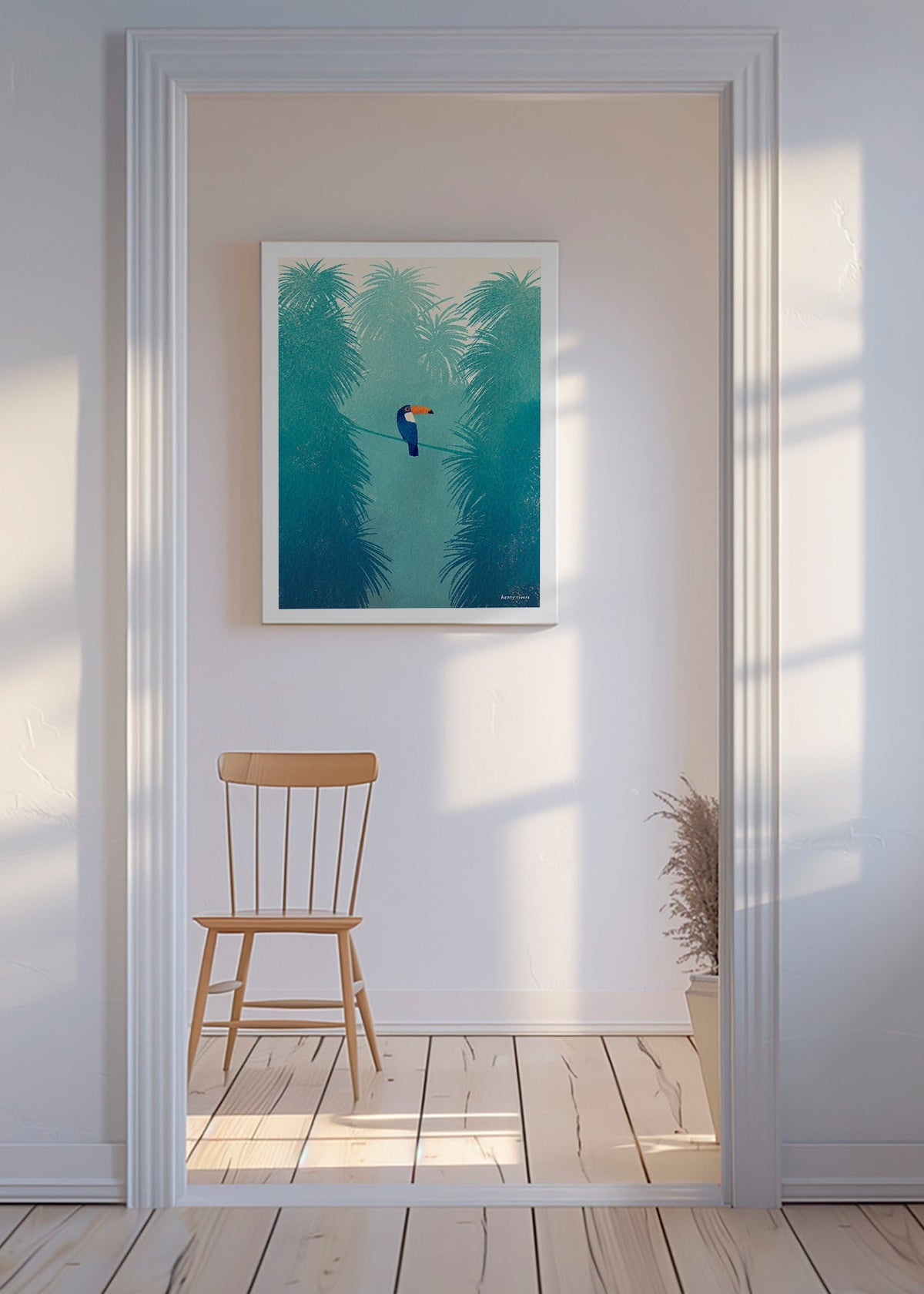 Tukan-Illustration auf tropischem Ast – Canvas