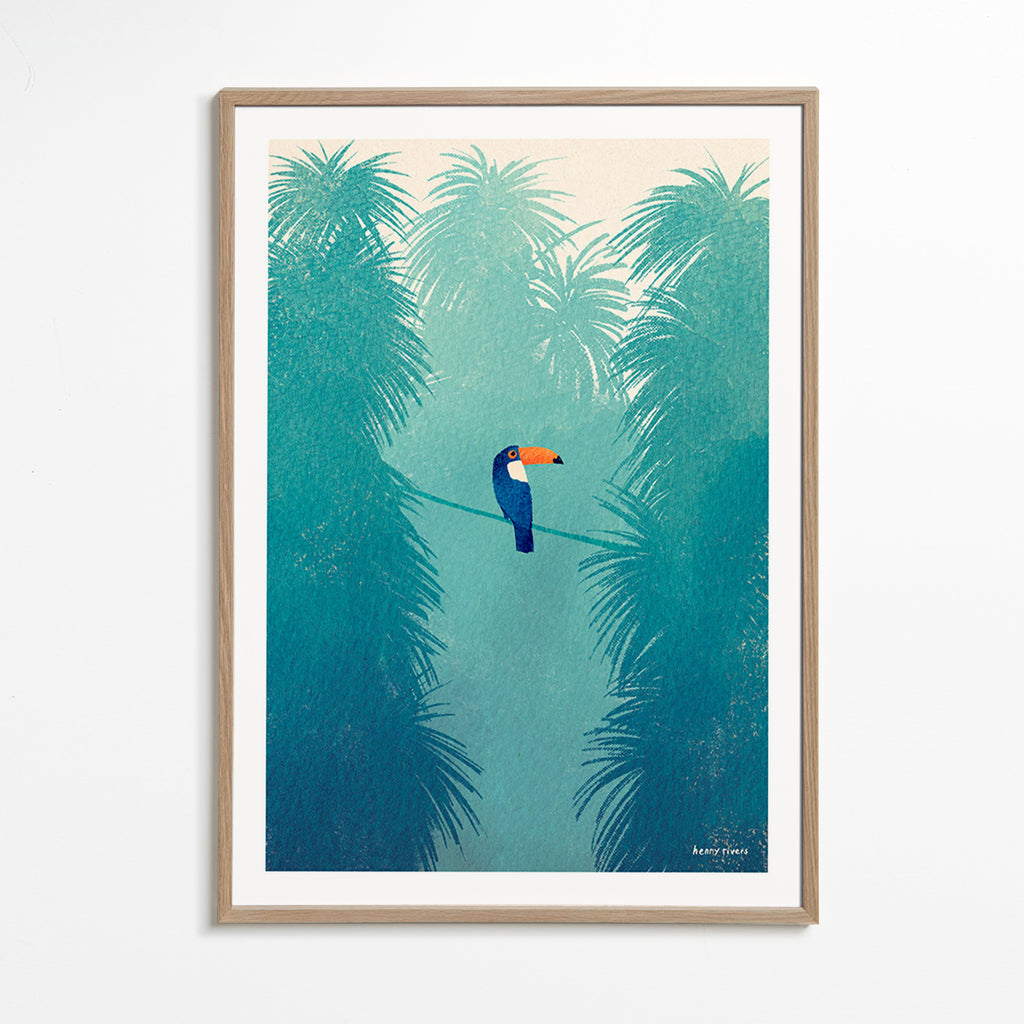 Tukan-Illustration auf tropischem Ast – Oak Frame