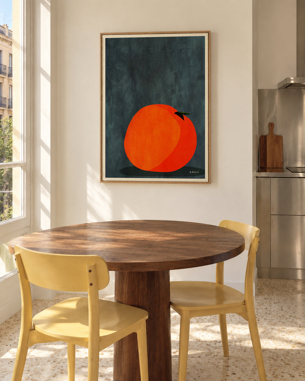 Calmly Sleeping Apple - Framed canvas in an interior