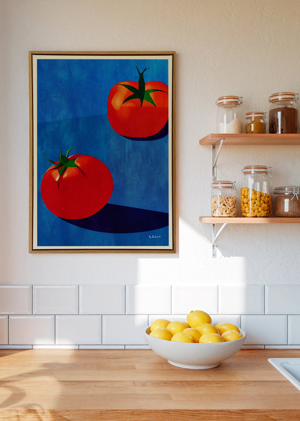 Deux Tomates - Framed canvas in an interior