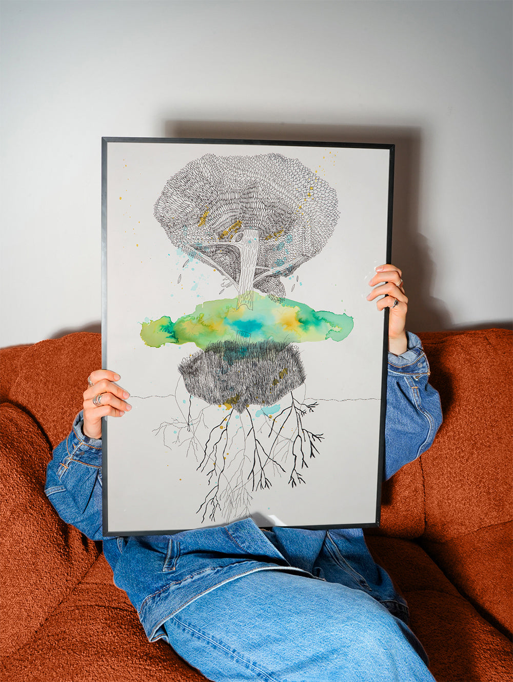Botanischer Druck Baum und Wurzeln in Tinte und Aquarell – Product2