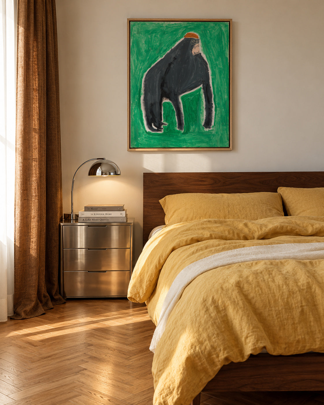 Y cómo los gorilas: uh, uh, uh! - Alexis Hinojosa - Framed canvas in an interior