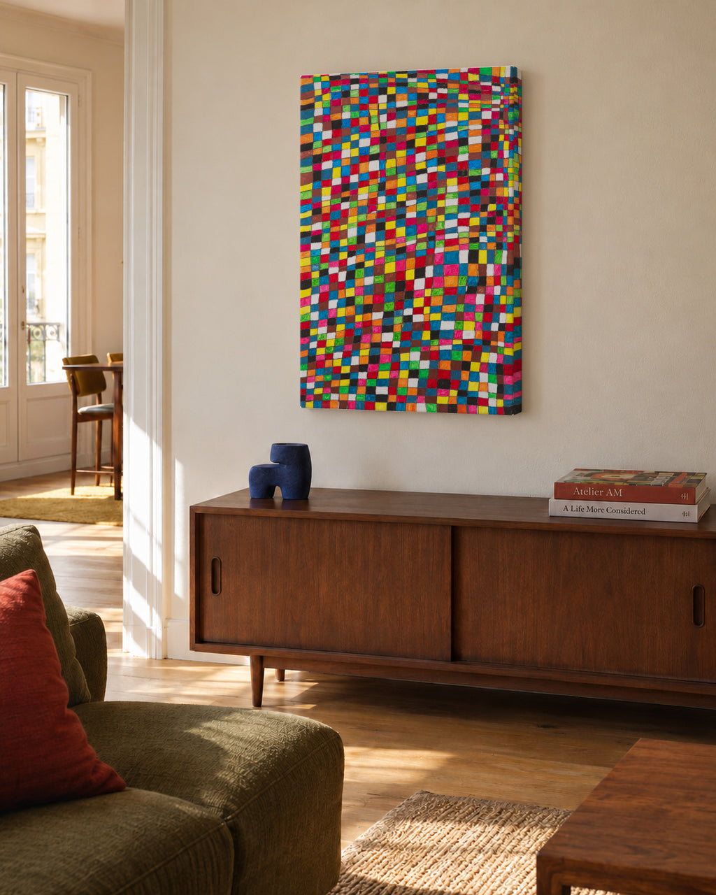 Hi som tots? - Miguel Ángel Juan - Unframed canvas in an interior
