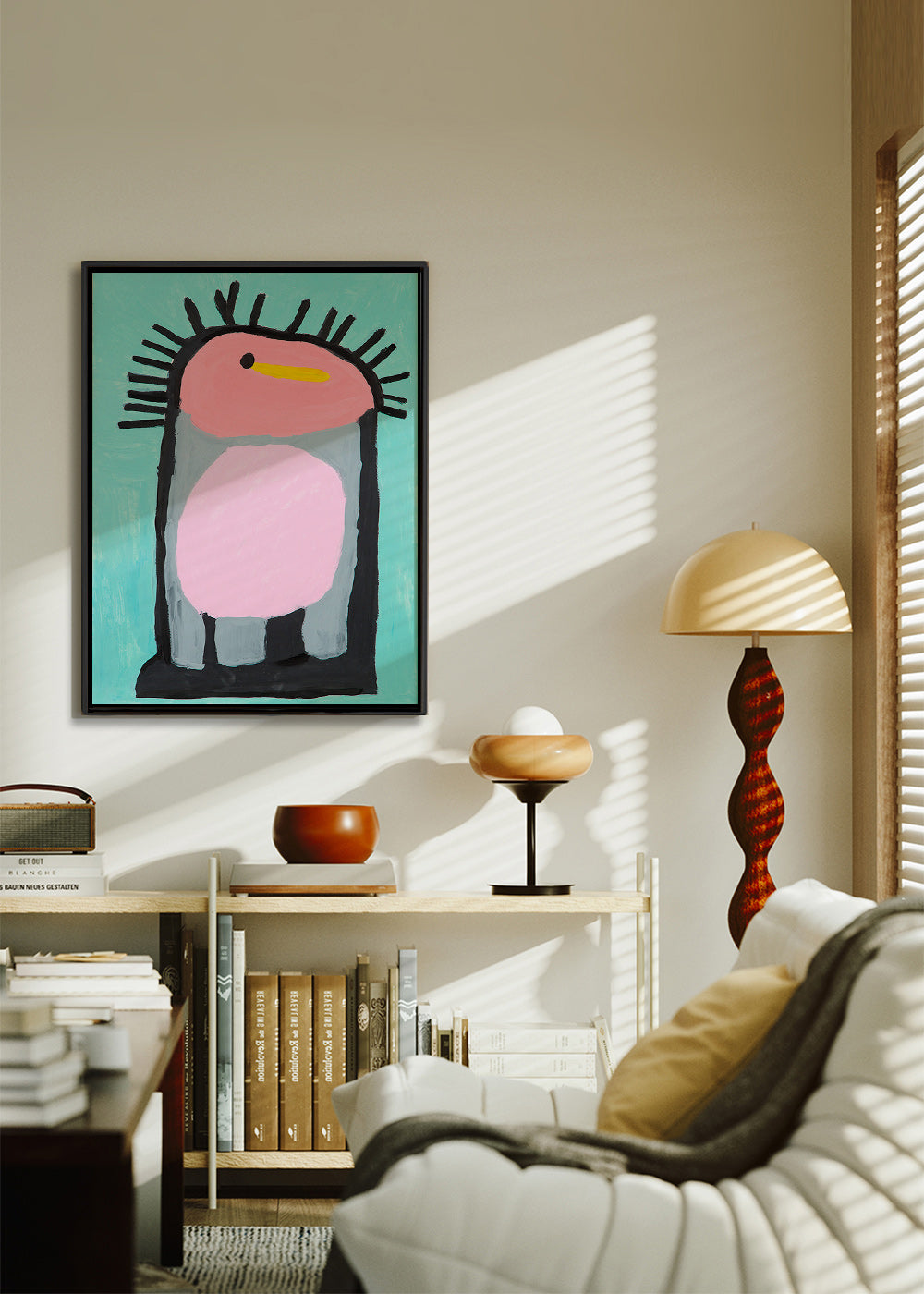 Kinderbild fröhlicher rosa Pinguin – Canvas1