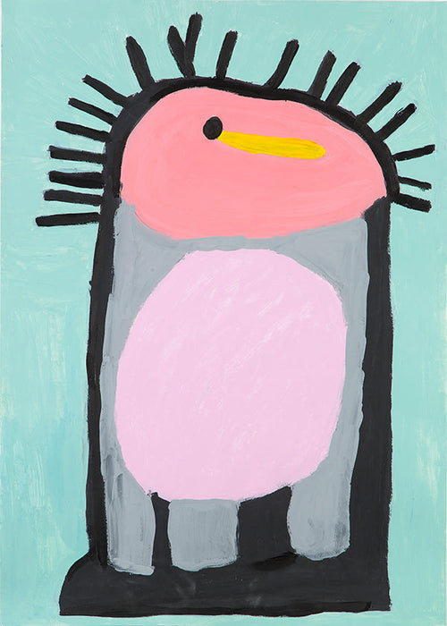 Kinderbild fröhlicher rosa Pinguin