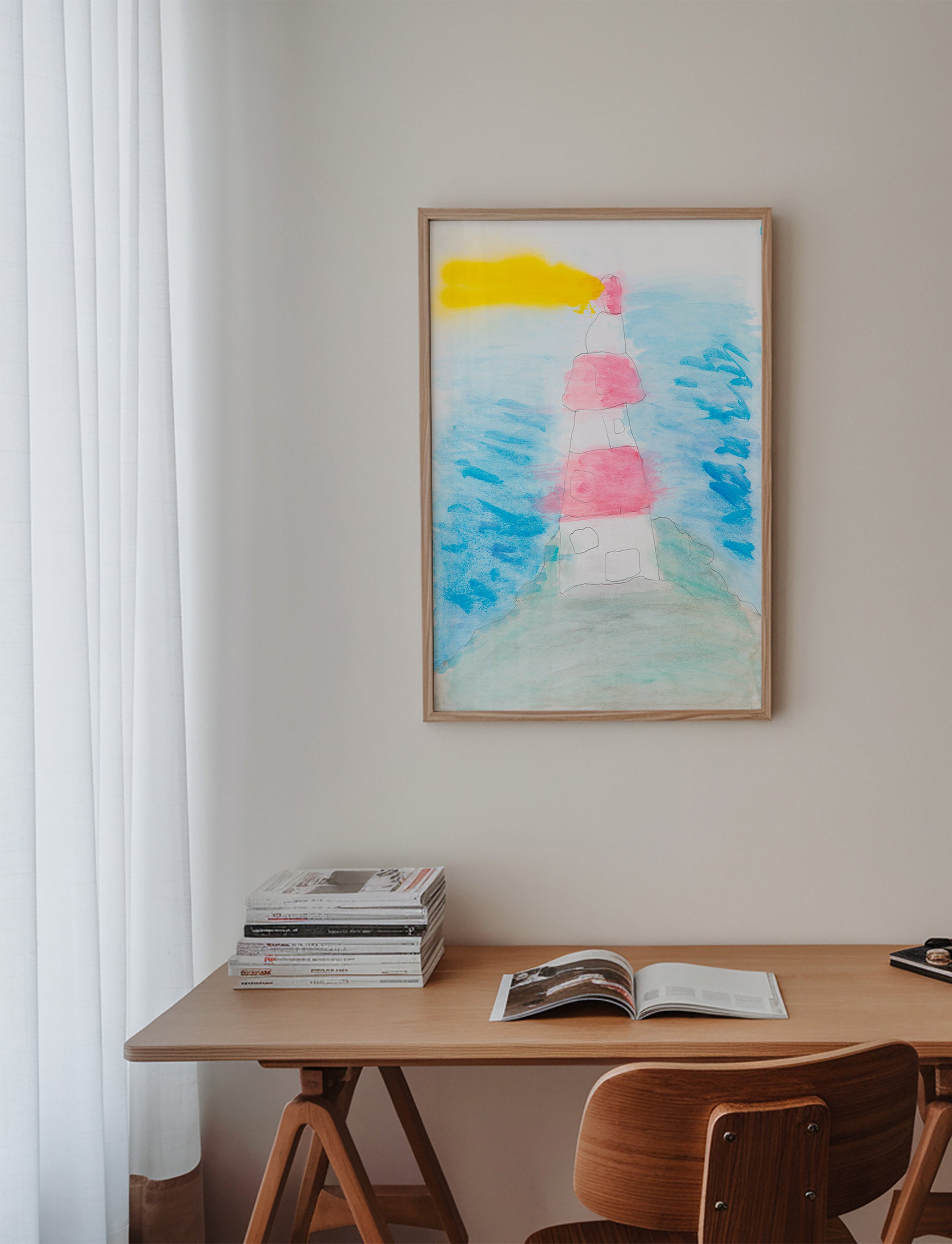 Landschaftskunst mit Leuchtturm in Aquarell – Product3