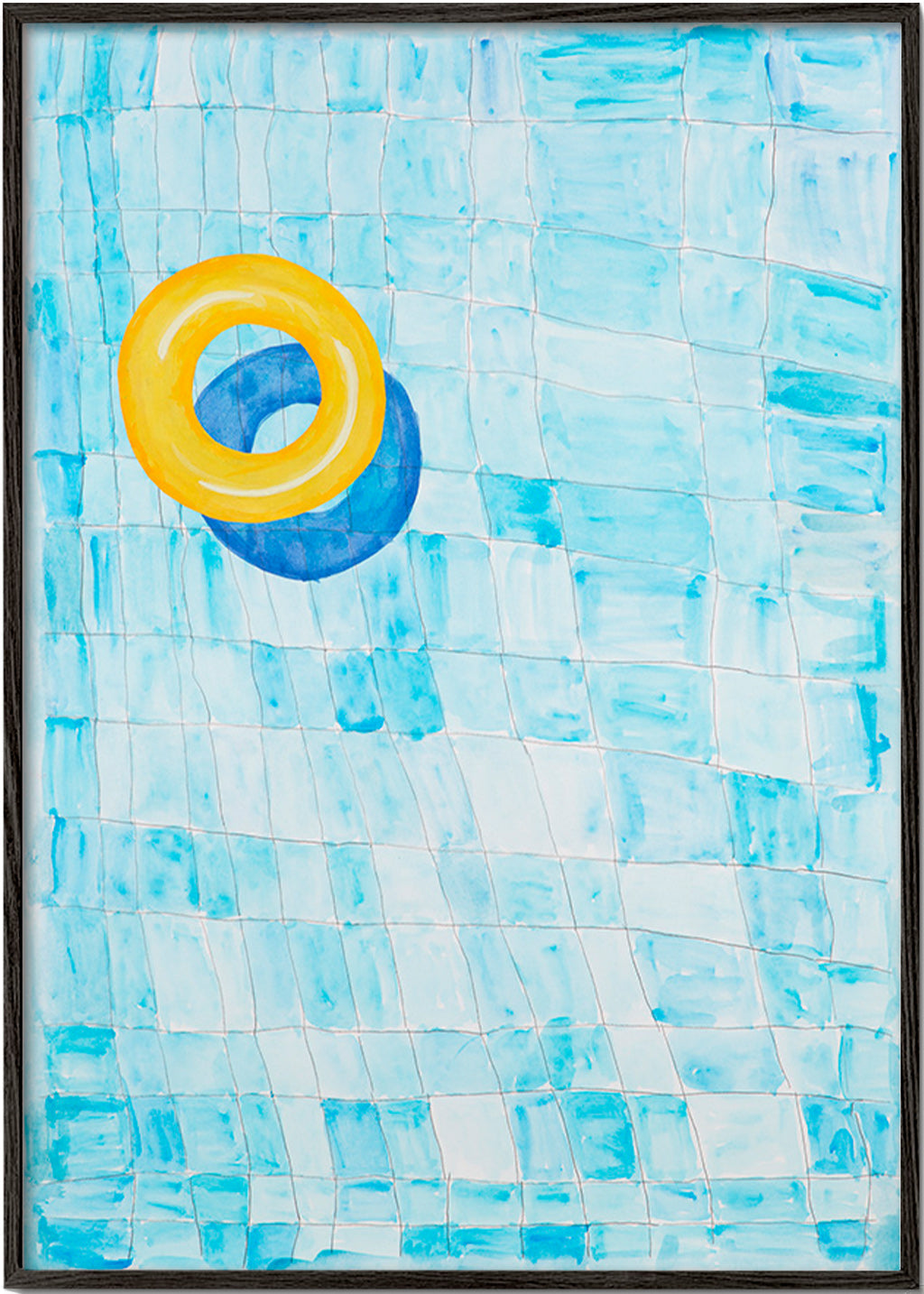 Minimalistisches Bild mit gelbem Schwimmring – Black Frame