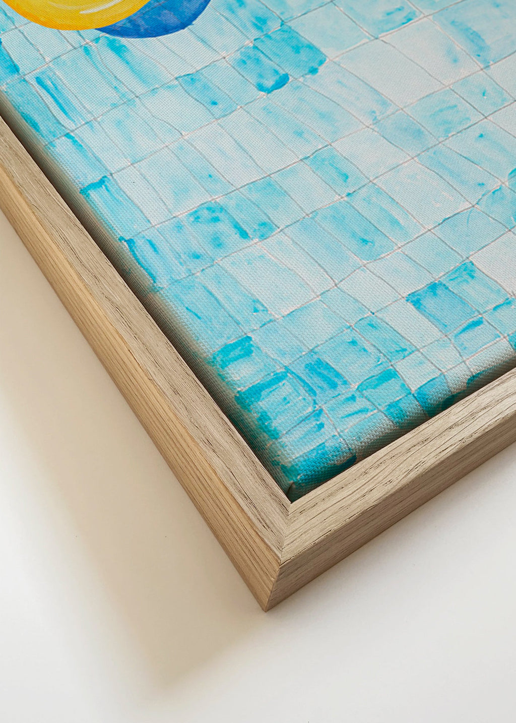 Minimalistisches Bild mit gelbem Schwimmring – Canvas detail