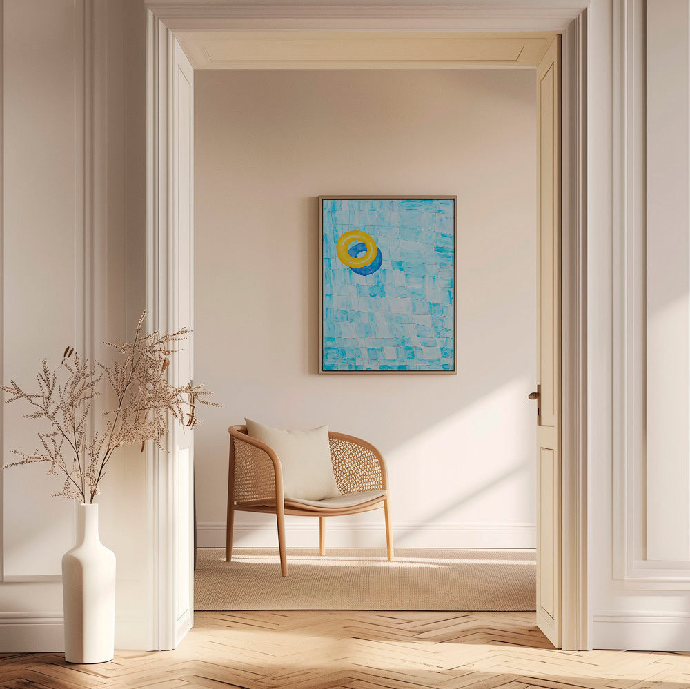 Minimalistisches Bild mit gelbem Schwimmring – Canvas1