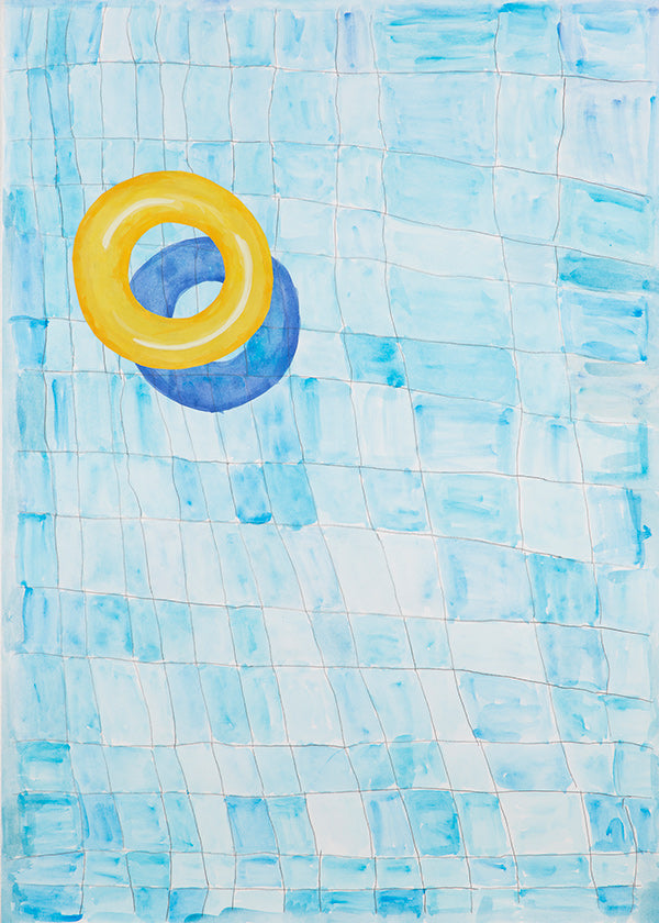 Minimalistisches Bild mit gelbem Schwimmring