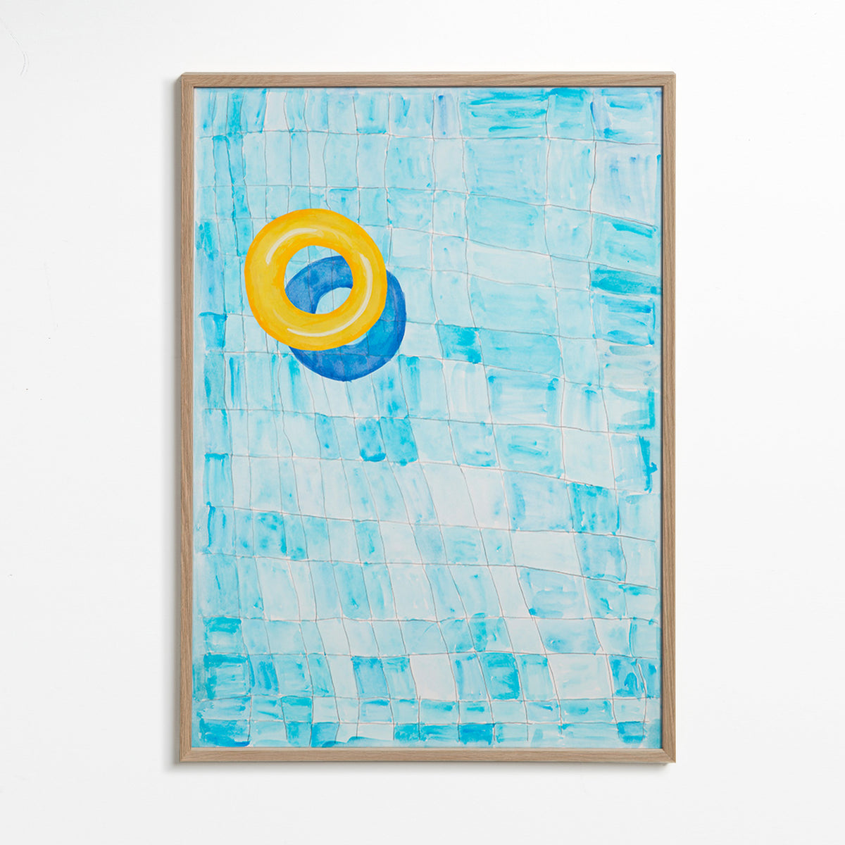 Minimalistisches Bild mit gelbem Schwimmring – Oak Frame