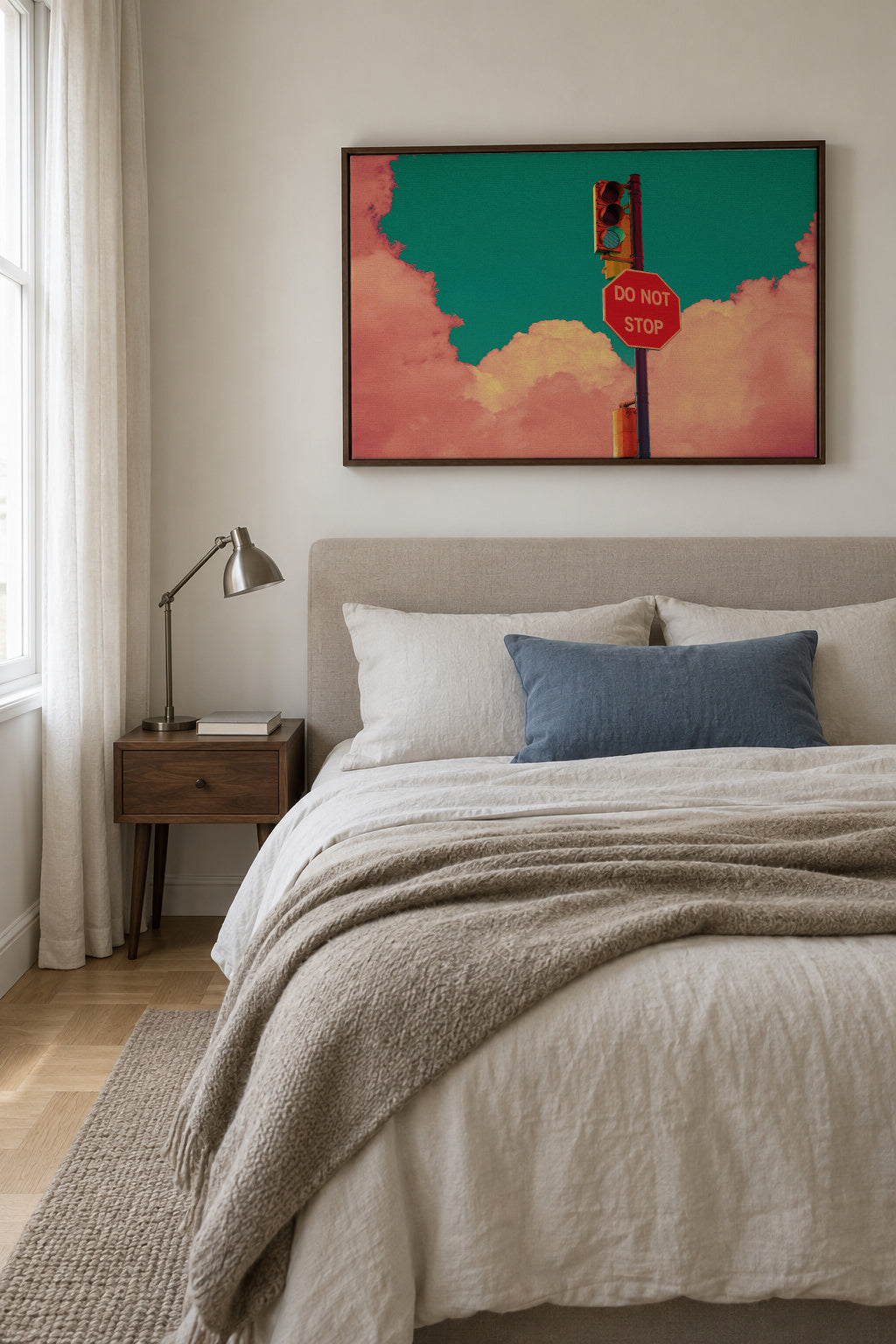 DO NOT STOP - Framed canvas in an interior