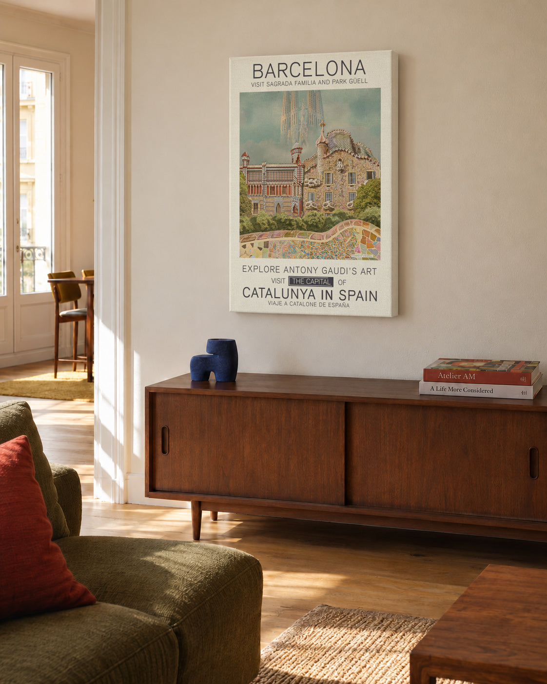Barcelona print - Unframed canvas in an interior