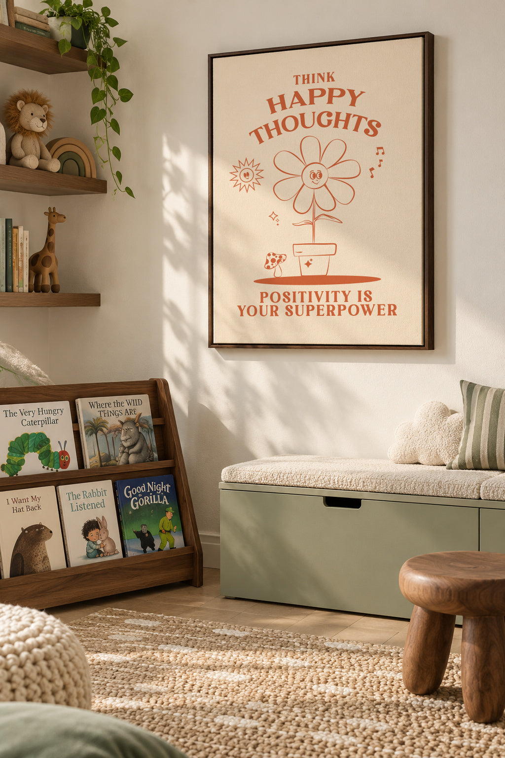 Happy Thoughts - Framed canvas in an interior