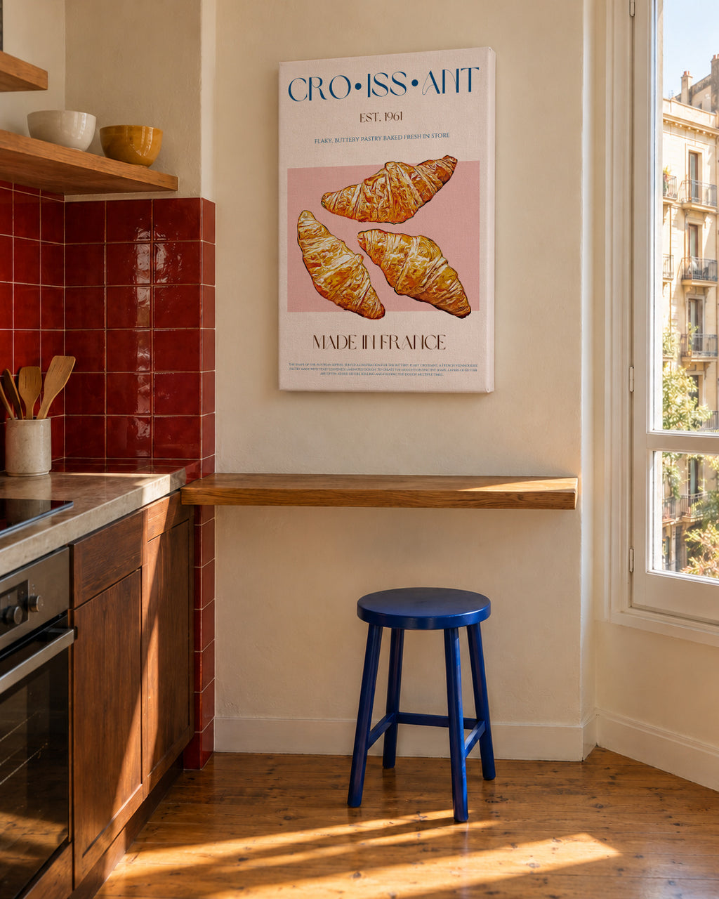 Croissant Print - Unframed canvas in an interior