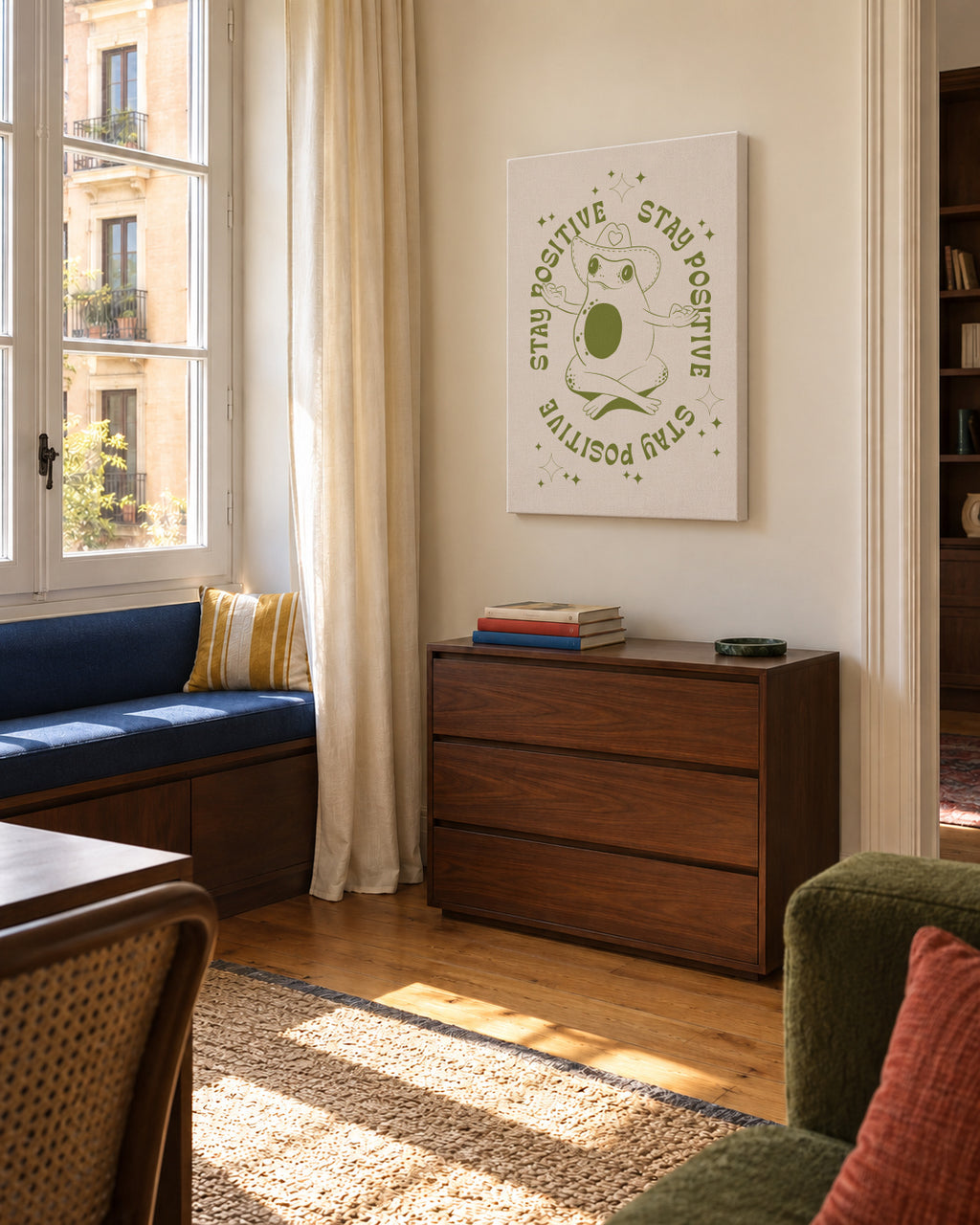 Happy Frog - Unframed canvas in an interior