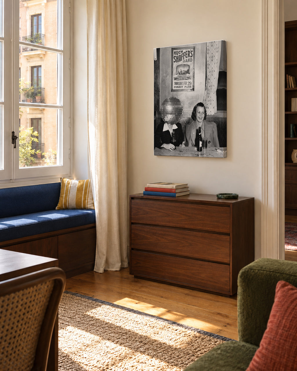 DISCO COLLAGE PARTY - Unframed canvas in an interior