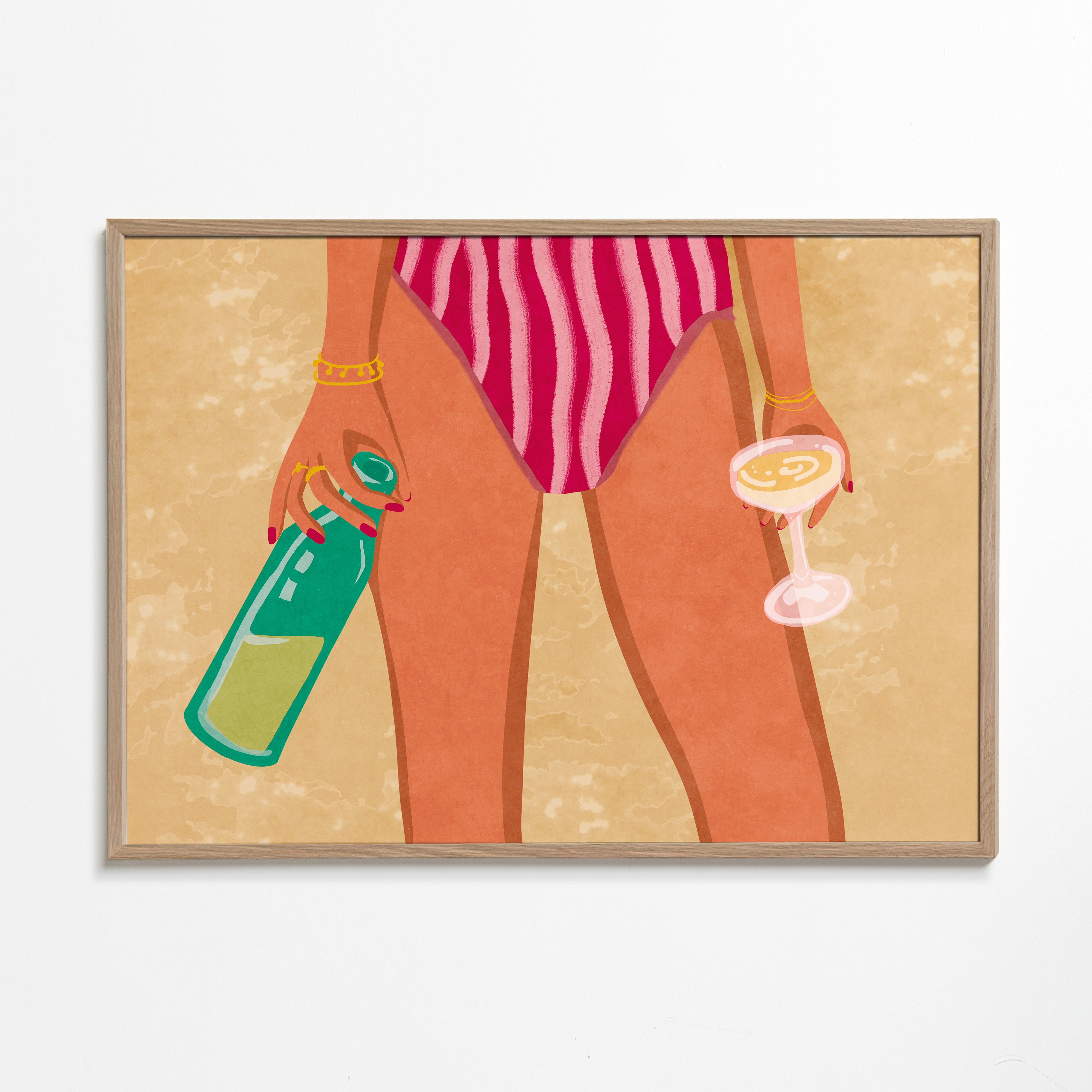 Girl with wine at the beach - Raissa Oltmanns 