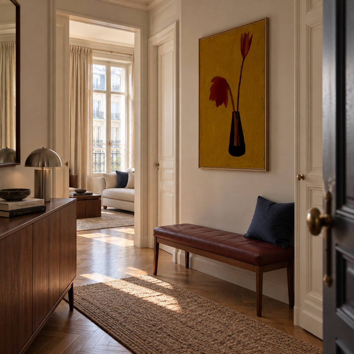 Delicate pair - Framed canvas in an interior