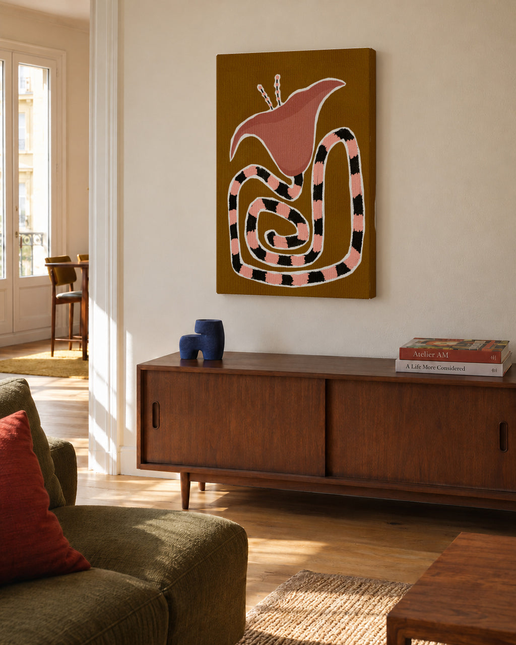 Delicate Bloom 7 - Unframed canvas in an interior