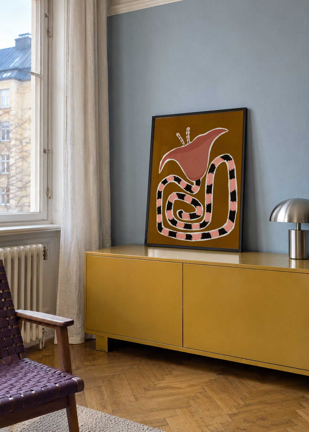 Delicate Bloom 7 - Framed poster in an interior