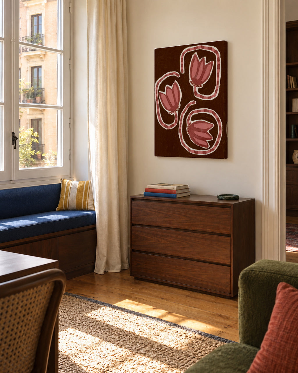 Delicate Bloom 19 - Unframed canvas in an interior
