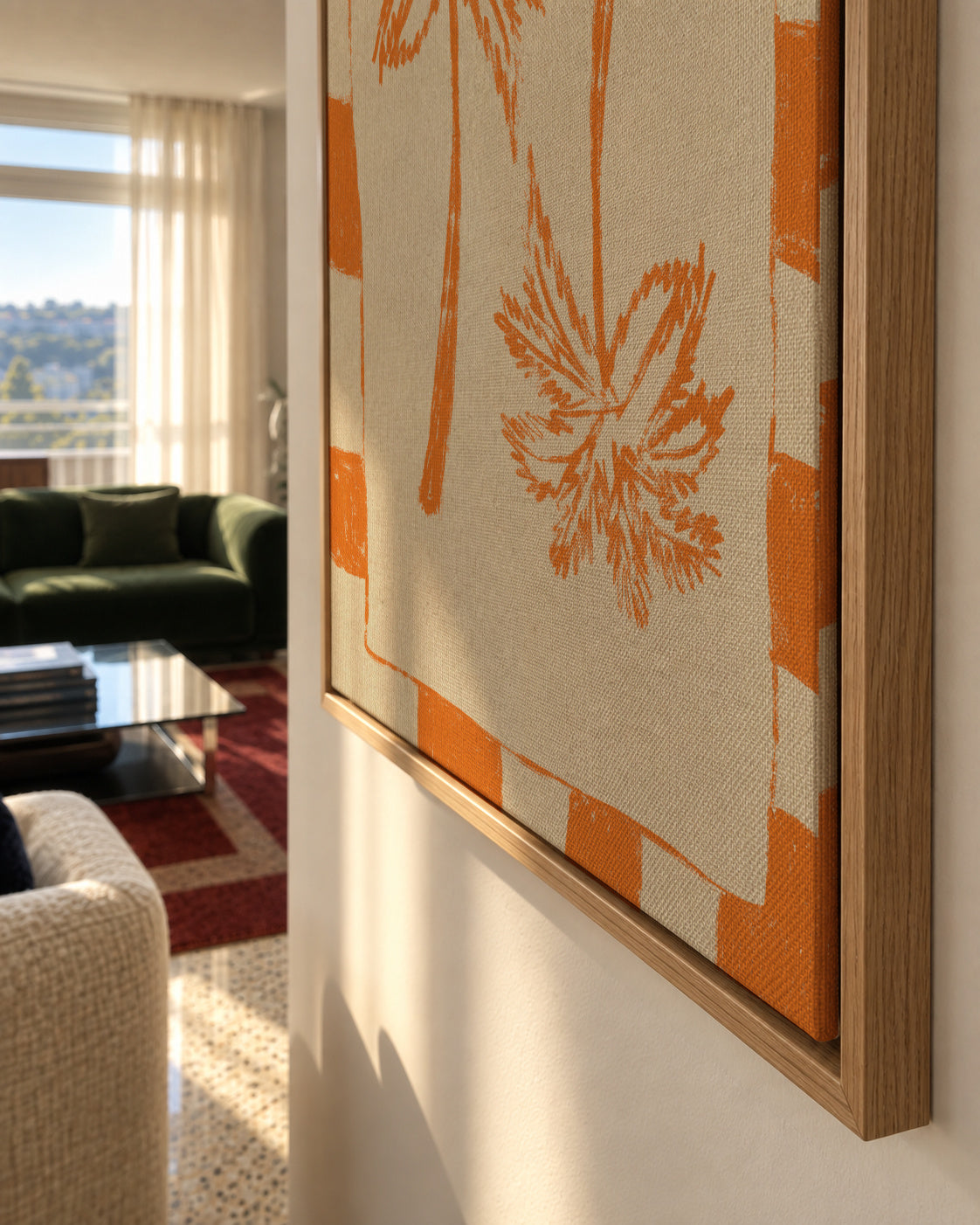 Palm paradise – Orange - Framed canvas detail