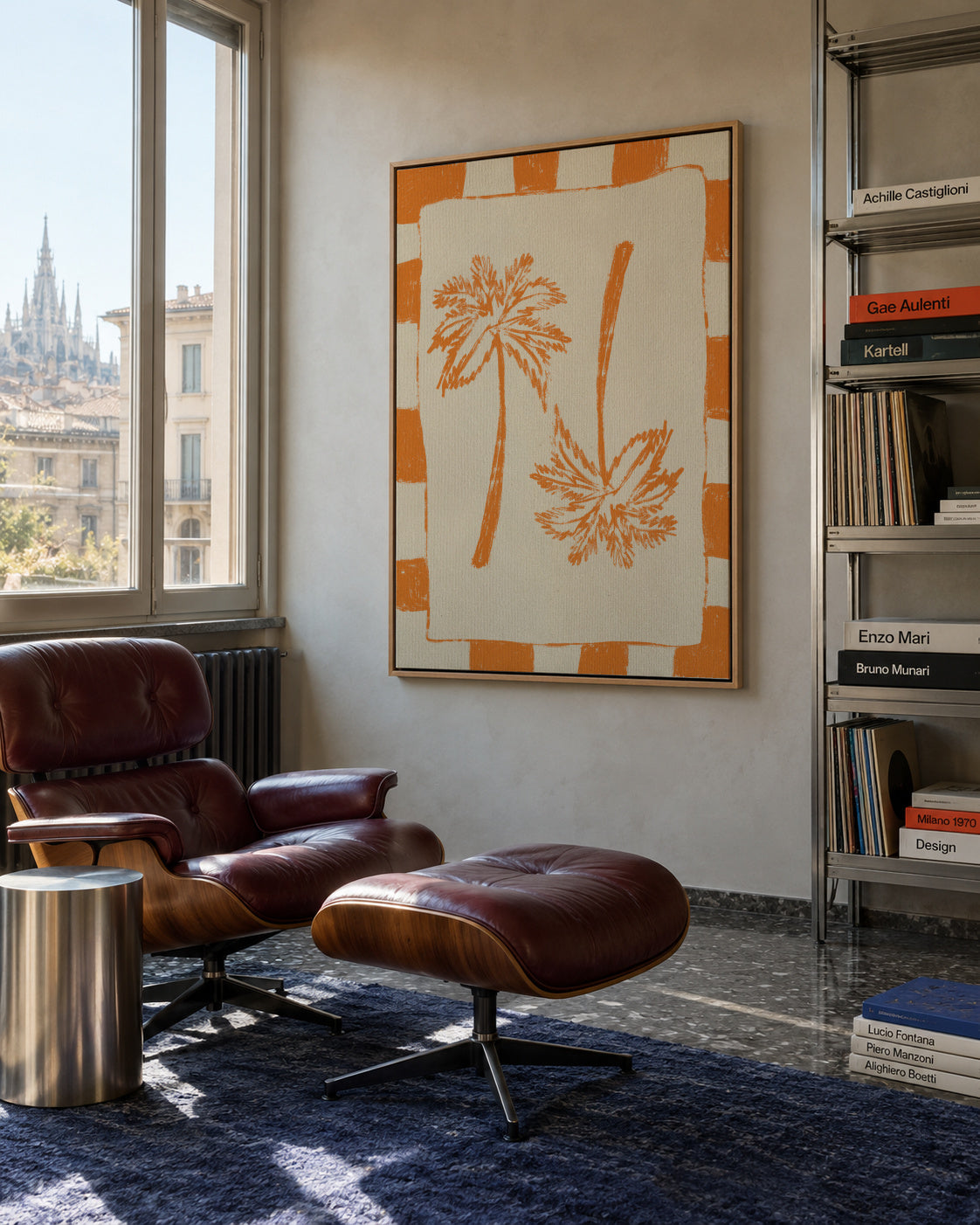 Palm paradise – Orange - Framed canvas in an interior