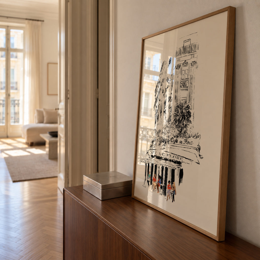 Café de Flore Paris - Framed poster in an interior