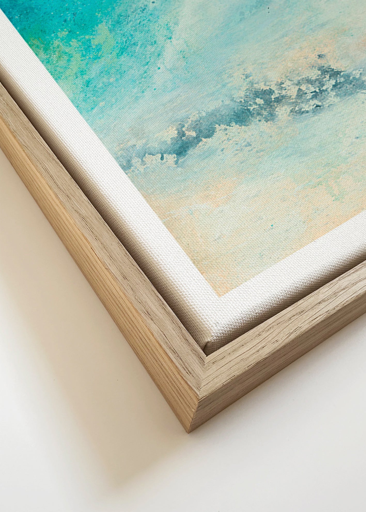 Cuadro abstracto en tonos turquesa – Canvas detail