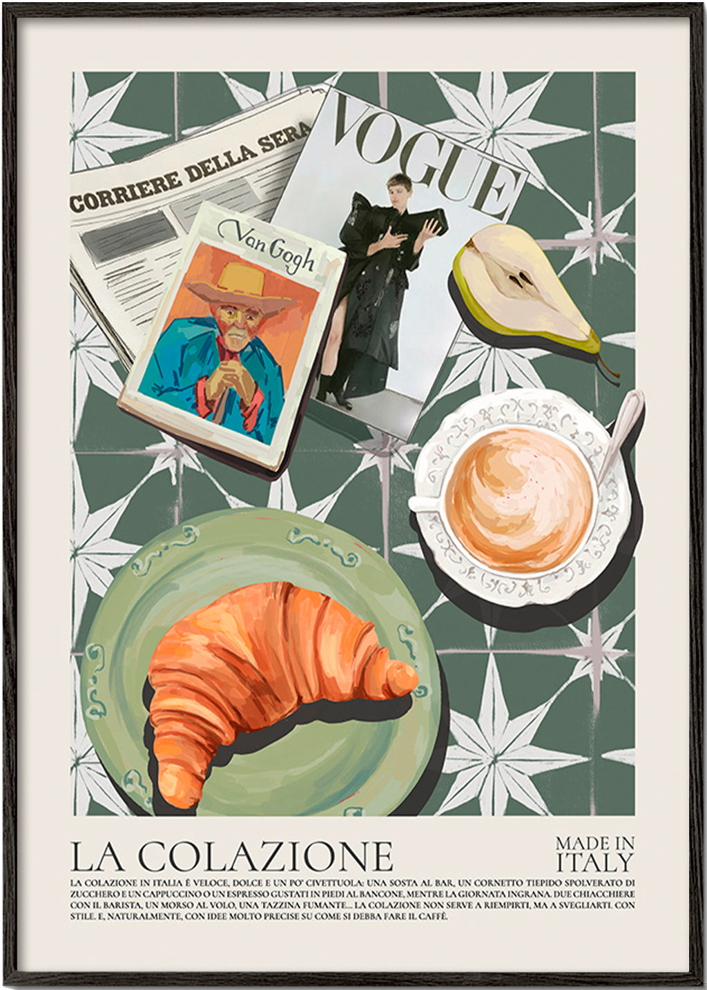 Küchenkunst mit Croissant und Magazin