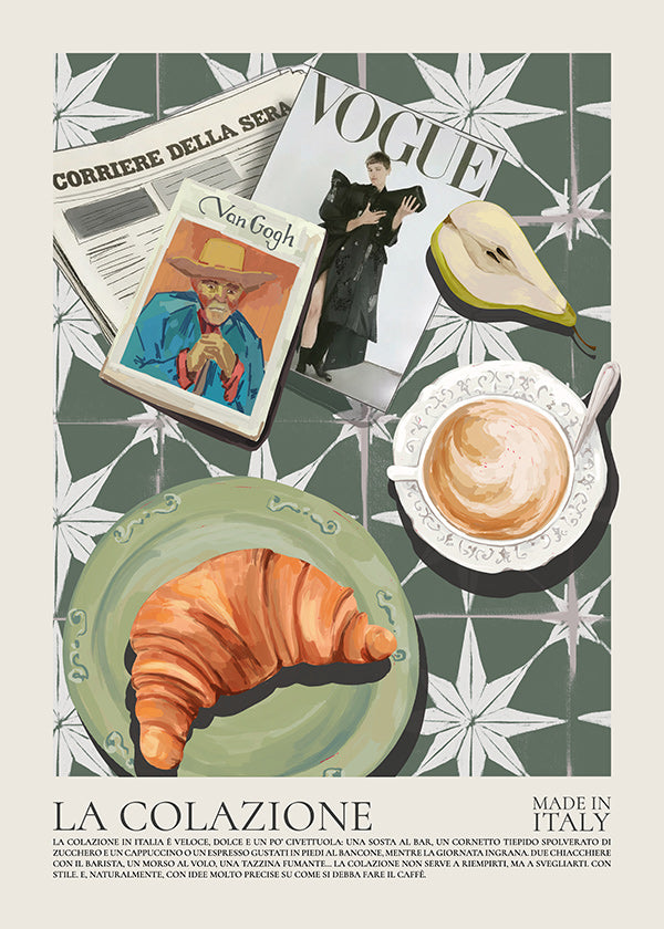 Küchenkunst mit Croissant und Magazin