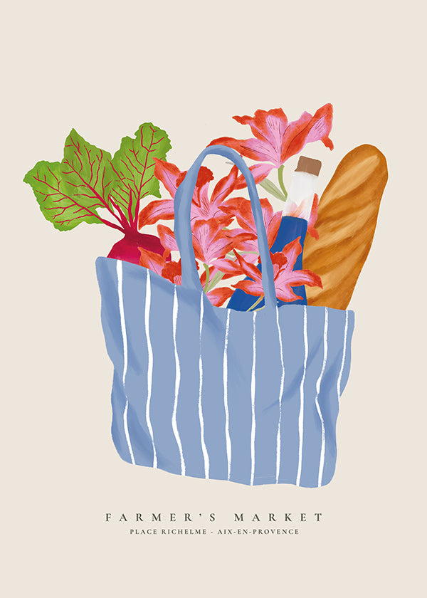 Küchenkunst mit Markt­taschen-Illustration