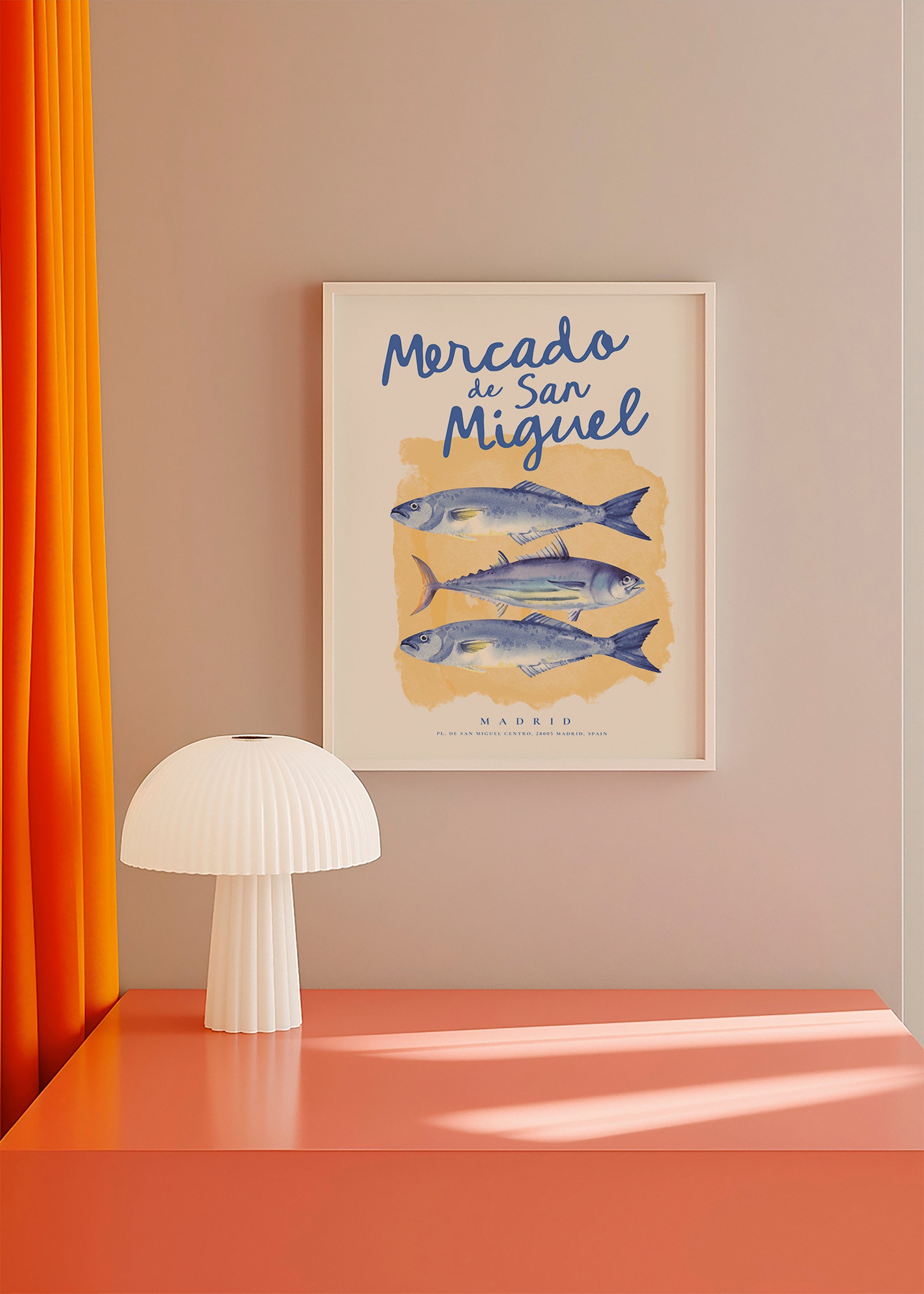 Küchenkunst Mercado de San Miguel mit blauen Fischen