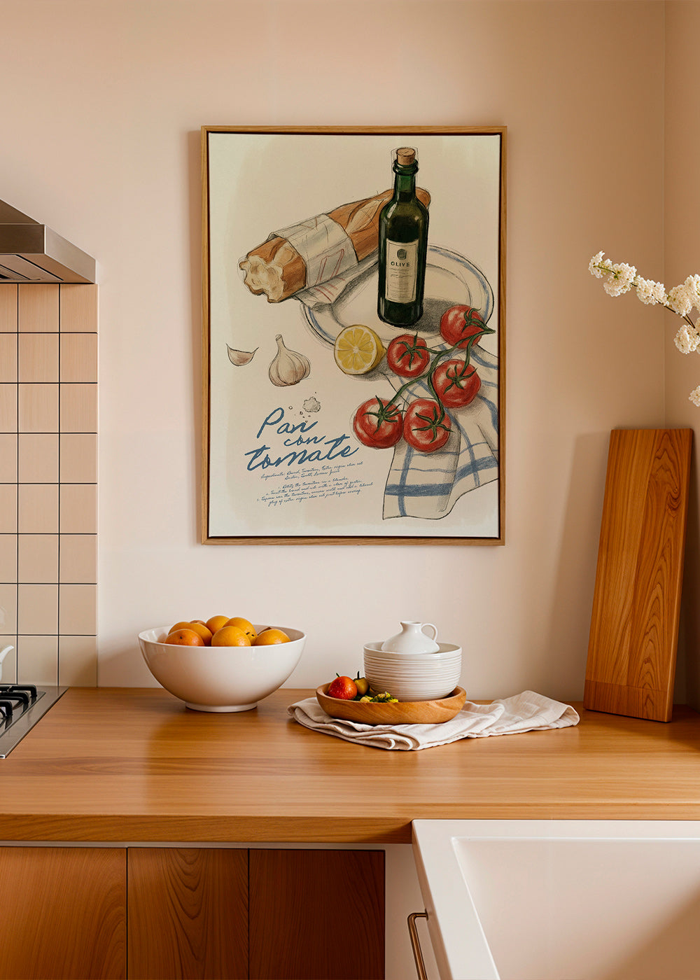 Küchenkunst Brot mit Tomate Illustration